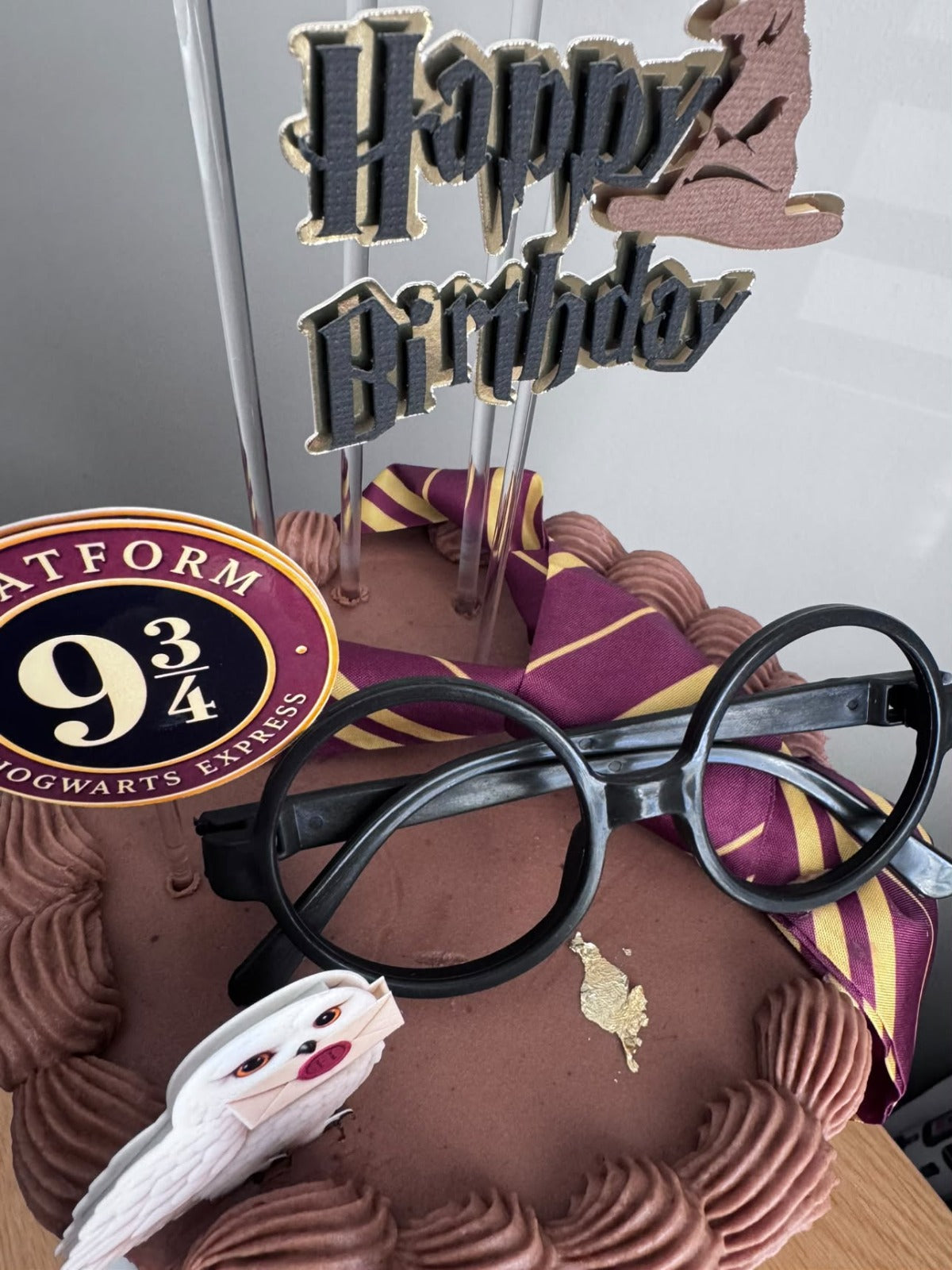 Personalised Harry Potter Cake Topper Decorations | Hogwarts Crest, Golden Snitch & Lightning Bolt