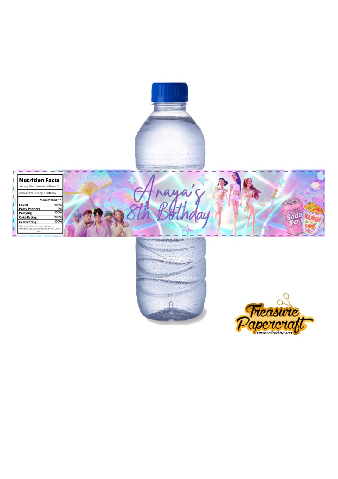 Kpop Demon Hunters Fruitshoot Labels | Kpop Demon Hunters Water Label | Personalised Birthday Stickers | Personalised Fruitshoot Labels | Personalised Water Label Stickers
