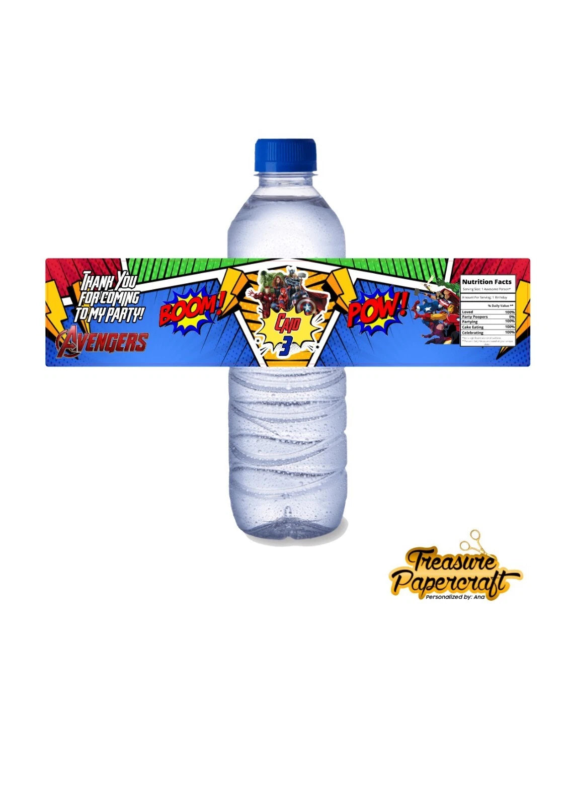 Avengers Fruishoot Water Label | Avengers Party Stickers | Avengers Personalised