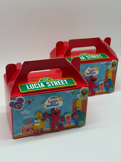 Elmo Party Boxes | Sesame Street Personalised Party Boxes | Elmo Birthday | Sesame Street Birthday Ideas | Elmo Party Favors | Sesame Street Party Boxes