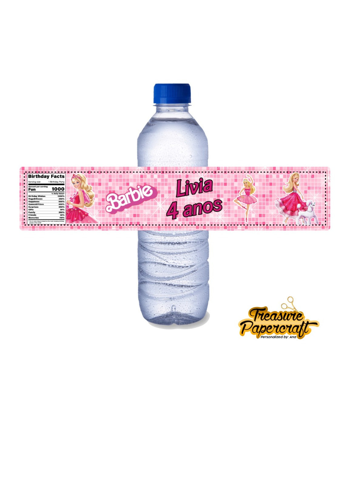 Barbie Water Label | Barbie Fruitshoot Label | Personalised Birthday Stickers | Barbie Party Sticke