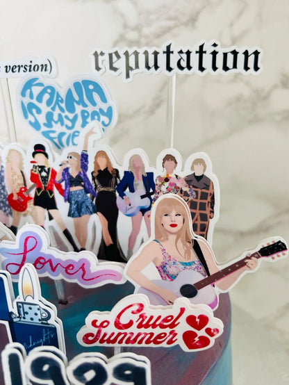 Taylor Swift Cake Topper | Taylor Swift Birthday Cake Decoration | Eras Tour Party Supplies | Taylor Swift Theme Birthday Ideas | Personalised Swiftie Party Decor
