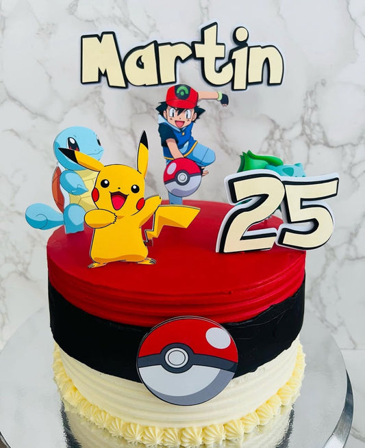 Pokémon Cake Topper | Pikachu Birthday Cake Decoration | Pokémon Party Supplies | Ash and Pokéball Theme Birthday Ideas | Personalised Pokémon Party Decor