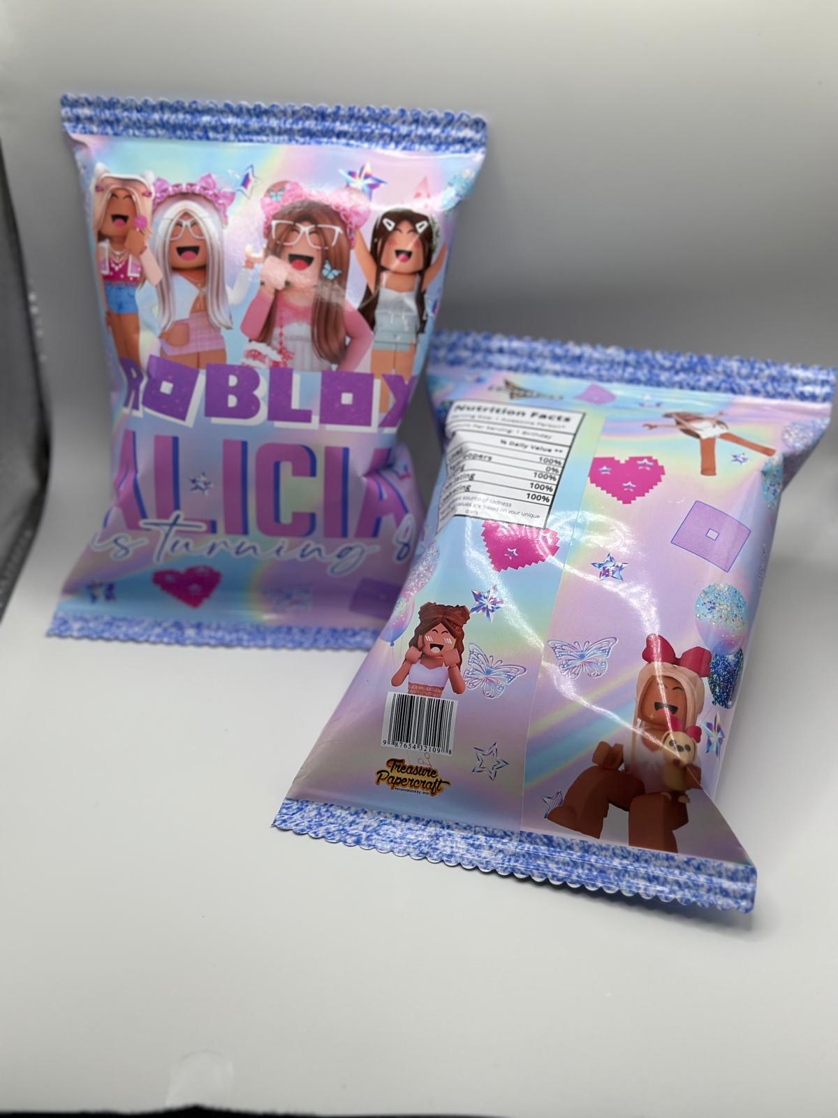 Roblox Girls Chip Bag | Roblox Girls Party Favours | Roblox Girls Personalised Party Supplies | Roblox Girls Chips | Roblox Girls Party Filler | Roblox Girls Birthday