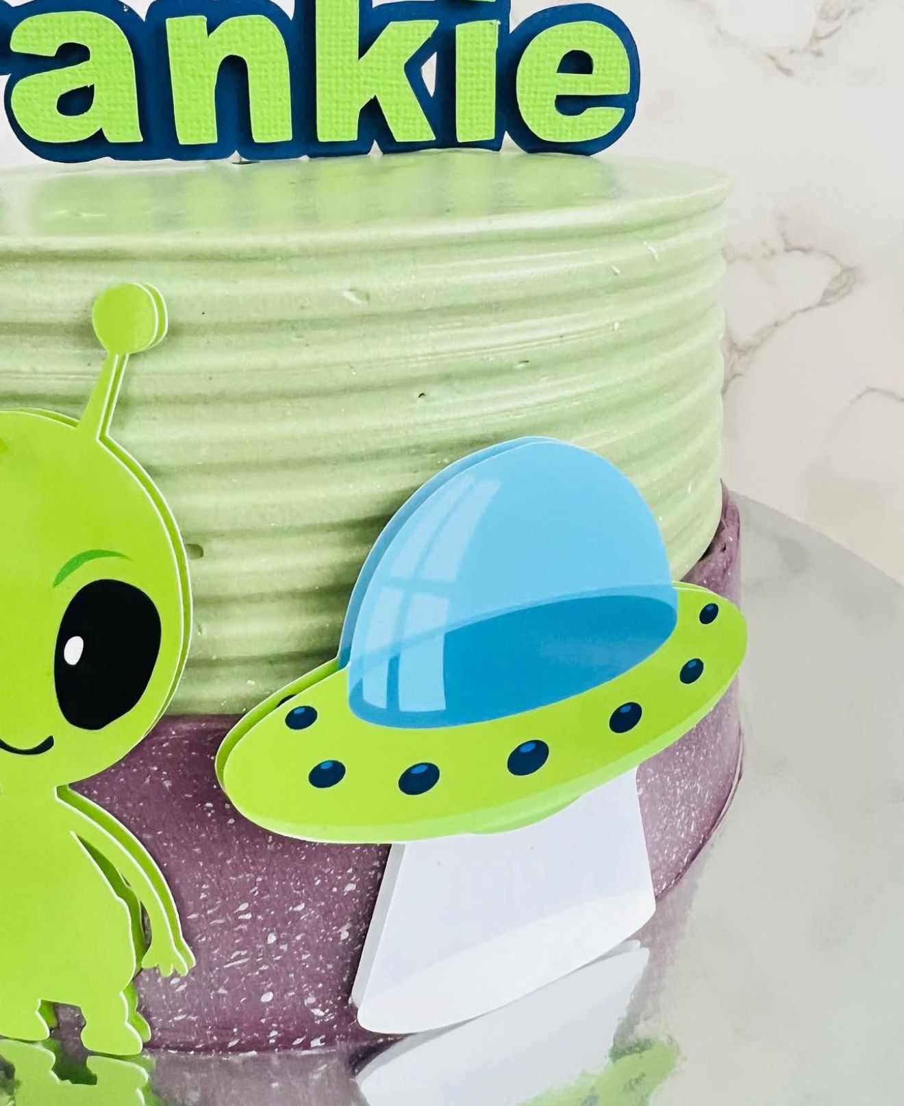 Alien Cake Topper | UFO Birthday Cake Decoration | Outer Space Party Supplies | Alien Theme Birthday Ideas | Personalised Space Party Decor