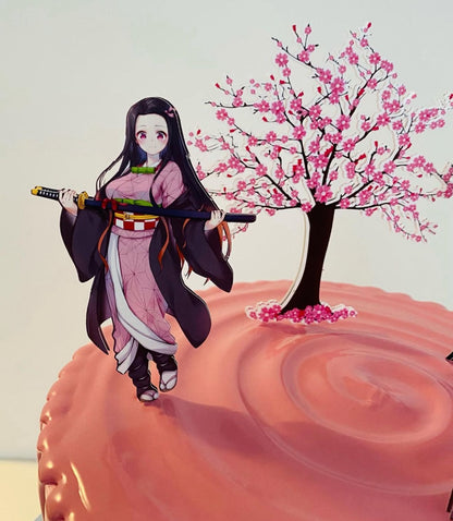 Demon Slayer Cake Topper | Nezuko Birthday Cake Decoration | Anime Party Supplies | Kimetsu no Yaiba Theme Birthday Ideas | Personalised Demon Slayer Party Decor
