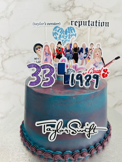 Taylor Swift Cake Topper | Taylor Swift Birthday Cake Decoration | Eras Tour Party Supplies | Taylor Swift Theme Birthday Ideas | Personalised Swiftie Party Decor