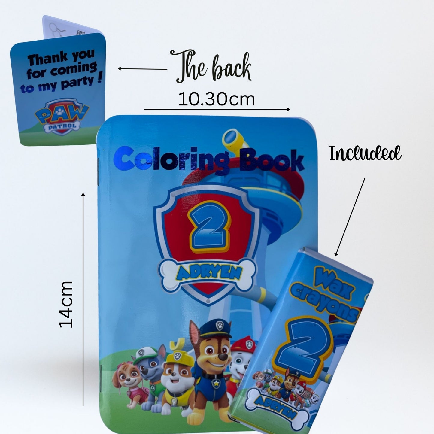 Paw Patrol Personalised Colouring Book with Crayons | Paw Patrol Party Bag Filler | Kids Birthday Party Favour | Paw Patrol Thank You Gift | Paw Patrol Birthday Ideas | Paw Patrol Gable Box Party Bags Fillers | Paw Patrol Party Fillers Ideas