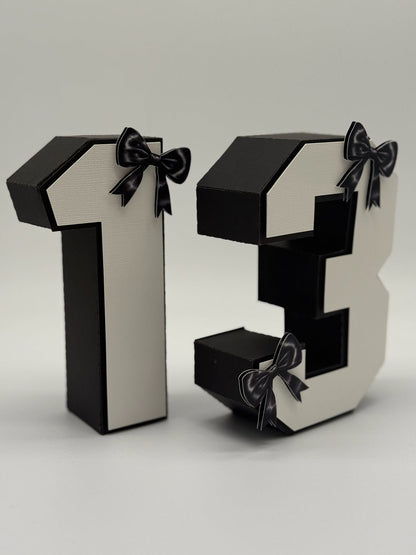 Black Bow Aesthetic 3D Numbers | Black Bow Aesthetic 3D Number | Giant 3D Numbers | Large Birthday Floor Decor | Stand Up Age Signs | Milestone Birthday Props | Big Party Table Centerpiece | Custom Birthday Backdrop Sign