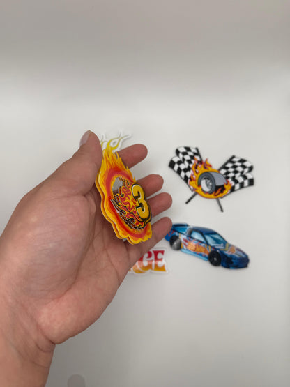 Hot Wheels Cupcake Toppers /Personalised Racing Cars Cupcake Toppers Set of 6