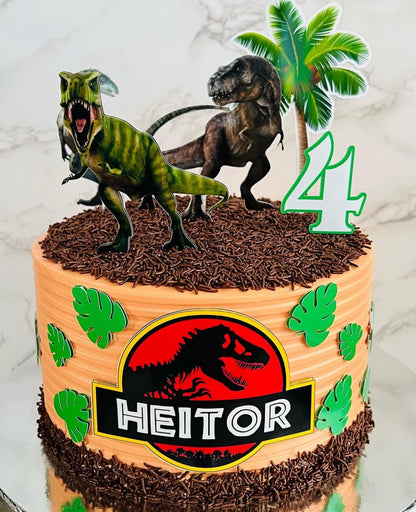 Dinosaur Cake Topper | Jurassic Birthday Cake Decoration | Prehistoric Party Supplies | T-Rex Theme Birthday Ideas | Personalised Dinosaur Party Decor