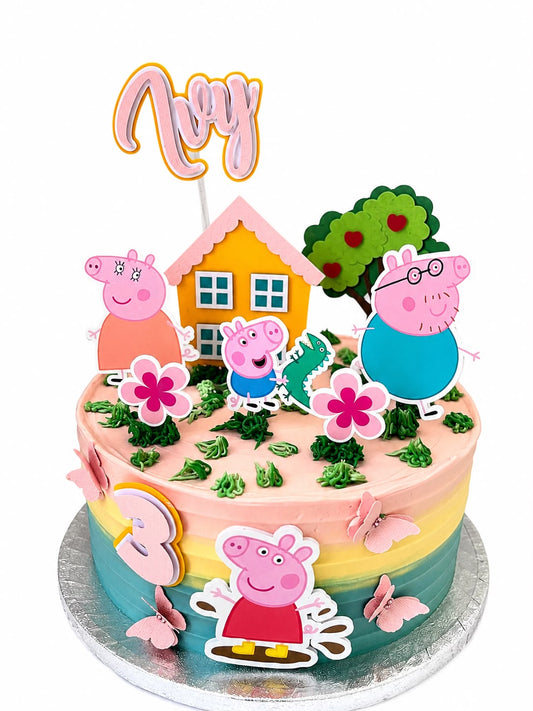 Peppa Pig Cake Topper | Peppa Pig Birthday Cake Decoration | Peppa Pig Theme Birthday Ideas | Personalised Peppa Pig Party Decor
