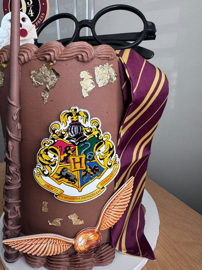 Personalised Harry Potter Cake Topper Decorations | Hogwarts Crest, Golden Snitch & Lightning Bolt