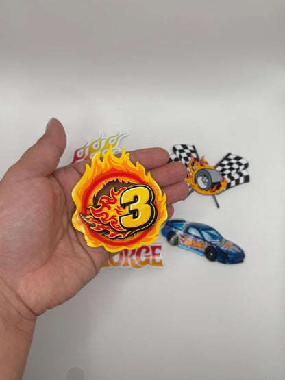 Hot Wheels Cupcake Toppers /Personalised Racing Cars Cupcake Toppers Set of 6