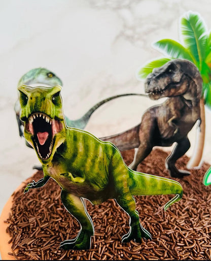 Dinosaur Cake Topper | Jurassic Birthday Cake Decoration | Prehistoric Party Supplies | T-Rex Theme Birthday Ideas | Personalised Dinosaur Party Decor