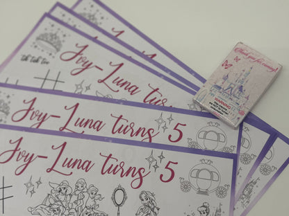 Disney Princess Activity Set | Disney Princess Personalised Activity Sheet | Disney Princess Personalised Crayons | Disney Princess Kids Placemat | Disney Princess Fun Activities | Disney Princess Table Decor | Disney Princess Cute Activity Ideas