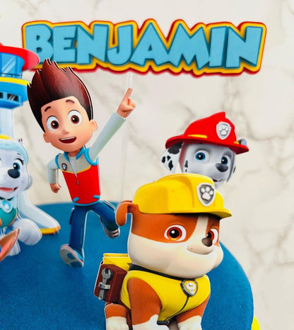 Paw Patrol Cake Topper | Paw Patrol Birthday Decoration | Puppy Party Supplies | Ryder and Pups Theme Birthday Ideas | Personalised Paw Patrol Party Decor