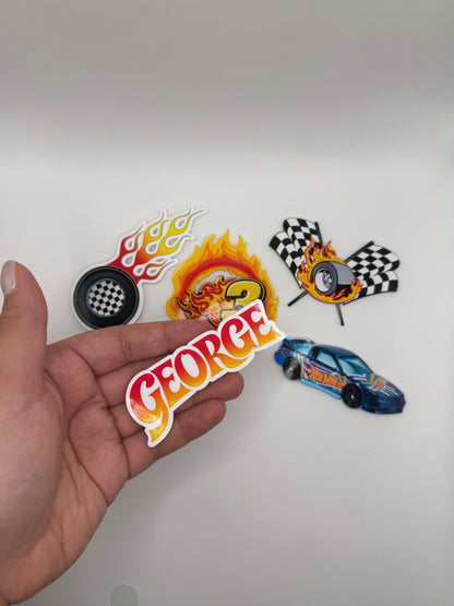 Hot Wheels Cupcake Toppers /Personalised Racing Cars Cupcake Toppers Set of 6