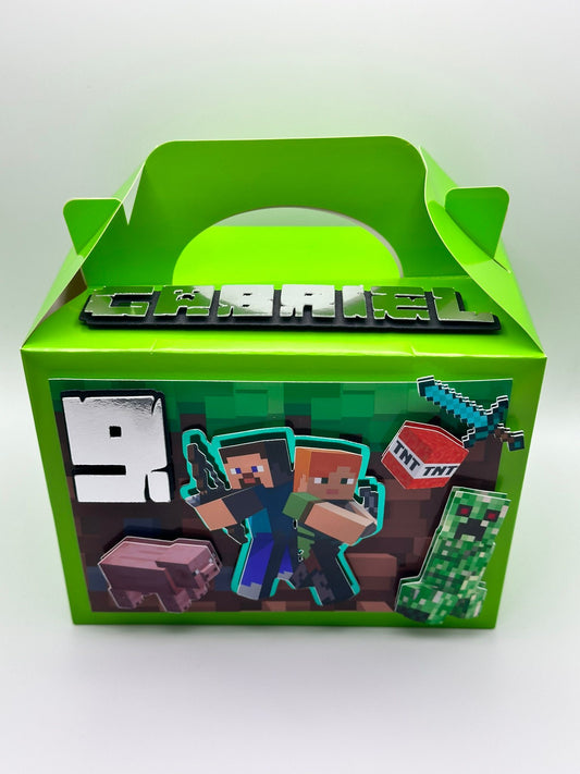 Minecraft Gable Box | Minecraft Party Box | Minecraft Party Boxes | Minecraft Birthday Decor | Minecraft Personalised Party Box | Minecraft Party Bag