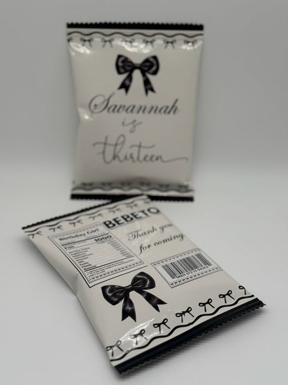 Bebeto Black Bow Aesthetic Birthday | Personalised Harribo Black Bow Birthday | Personalised Black Bow Aesthetic Party Favours