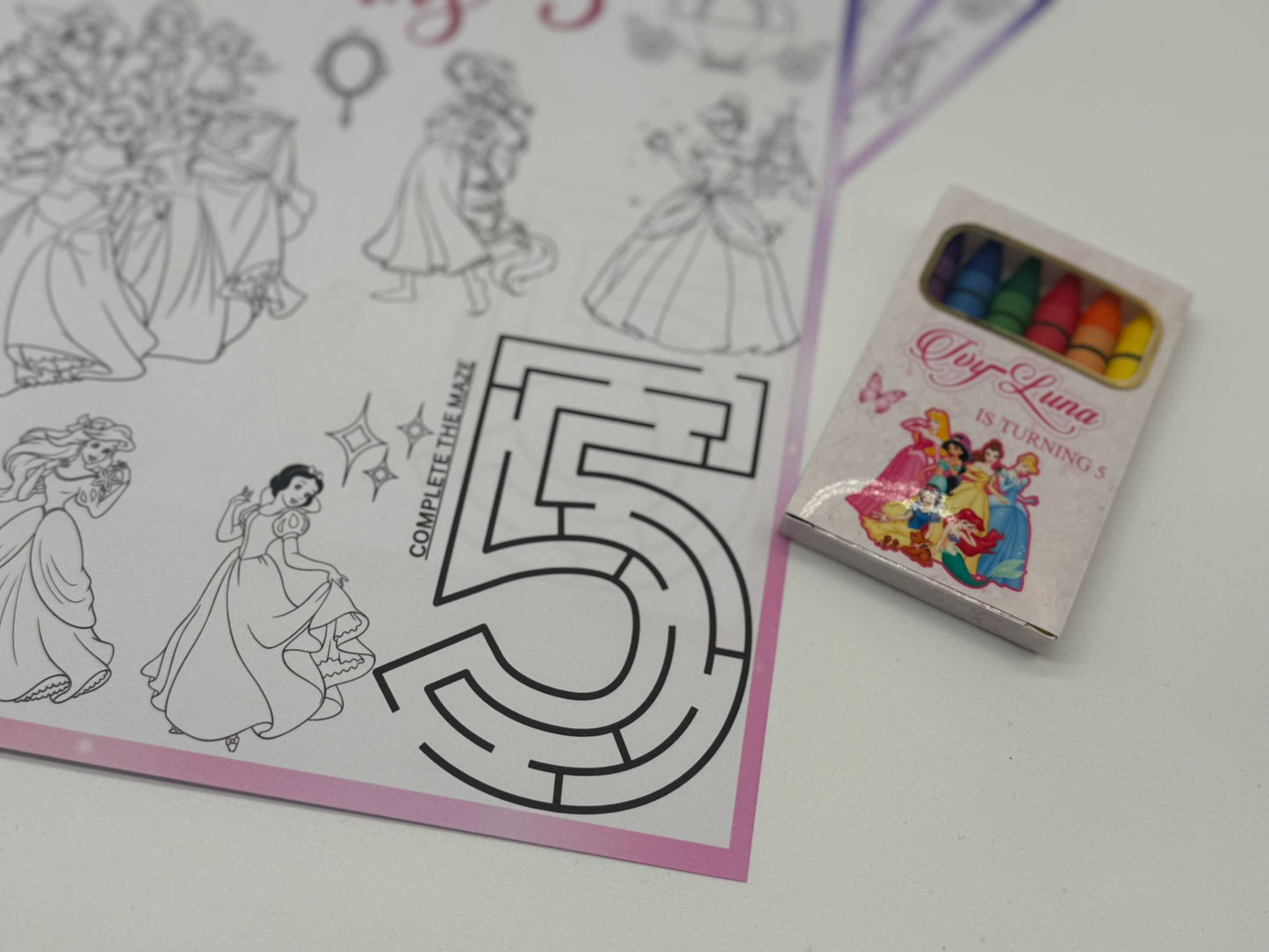 Disney Princess Activity Set | Disney Princess Personalised Activity Sheet | Disney Princess Personalised Crayons | Disney Princess Kids Placemat | Disney Princess Fun Activities | Disney Princess Table Decor | Disney Princess Cute Activity Ideas