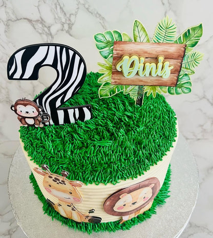 Safari Cake Topper | Jungle Birthday Cake Decoration | Wild Animals Party Supplies | Safari Theme Birthday Ideas | Personalised Jungle Party Decor