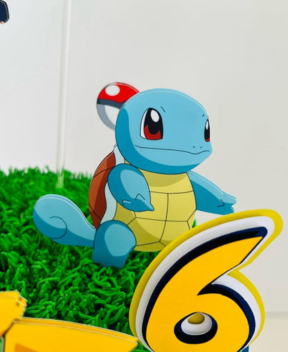 Pokémon Cake Topper | Pikachu Birthday Cake Decoration | Pokémon Party Supplies | Ash and Pokéball Theme Birthday Ideas | Personalised Pokémon Party Decor