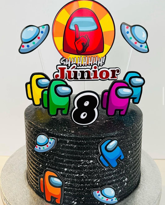 Among Us Cake Topper | Among Us Birthday Cake Decoration | Gaming Party Supplies | Impostor Theme Birthday Ideas | Personalised Among Us Party Decor