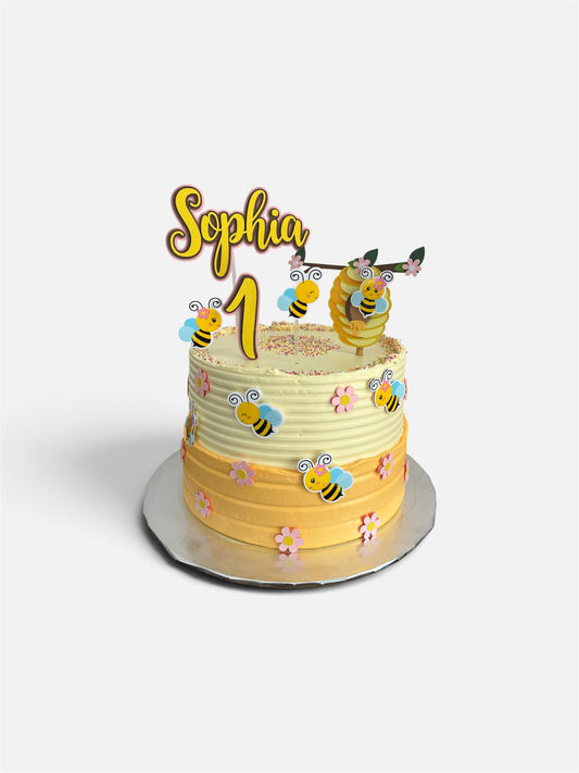 Personalised Bee Birthday Cake Topper Set | Honey Bee Theme | Cute Bee Party Decor