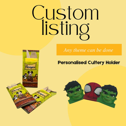 Custom Paper Cutlery Holder | Custom Party Cutlery Holder | Custom Party Tableware | Custom Birthday Decoration | Custom Party Supplies