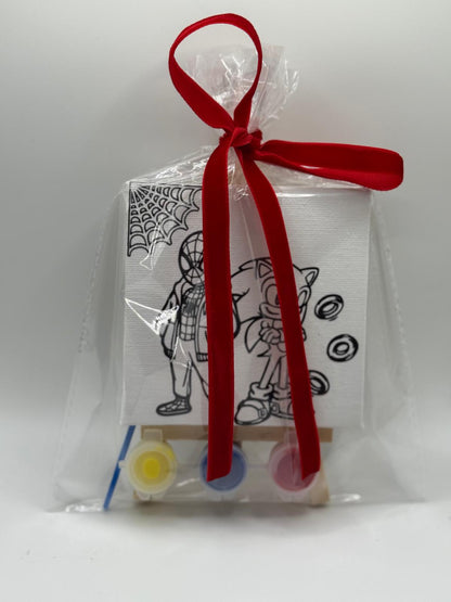 Sonic and Spiderman Mini Canvas | Sonic and Spider Man Birthday | Sonic Mini Canvas | Spiderman Mini Canvas | Sonic Party Filler | Spiderman Party Filler | Boys Party Bags Filler Ideas | Mini Colouring Canvas For Birthday