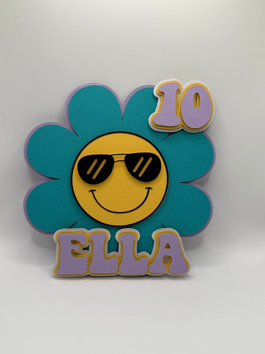 Preppy Cake Topper | Groovy Cake Topper | Smiley Face Cake Topper | Pre Teens Cake Topper | Preppy Party Decor | Preppy Birthday | Groovy Birthday | Groovy Party Decor | Smiley Face Party | Smiley Face Birthday