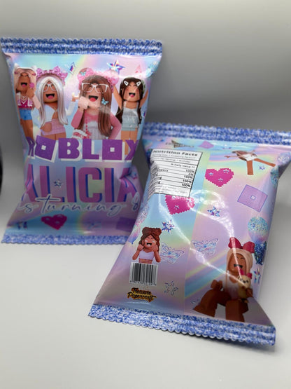 Roblox Girls Chip Bag | Roblox Girls Party Favours | Roblox Girls Personalised Party Supplies | Roblox Girls Chips | Roblox Girls Party Filler | Roblox Girls Birthday