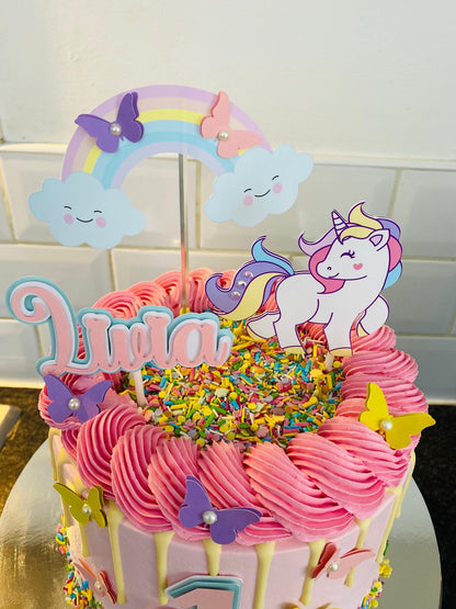 Unicorn Cake Topper | Unicorn Birthday | Unicorn Birthday Party | Cute Girls Cake Topper | Cute Girls Unicorn Cake | Unicorn Pastel Colours | Unicorn Cake Ideas