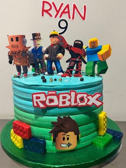 Roblox Cake Topper | Boys Birthday Party Decoration | Gamer Theme Cake Decor | Personalised Roblox Party Supplies | Video Game Birthday Ideas