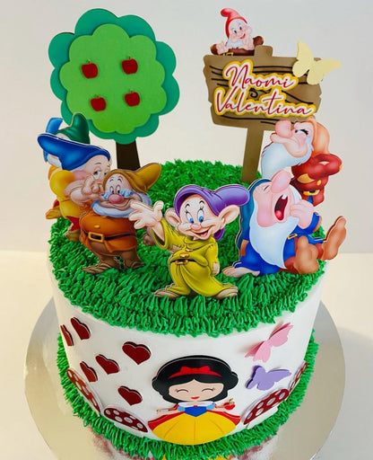 Snow White Cake Topper | Snow White and the Seven Dwarfs Birthday Decoration | Princess Party Supplies | Fairy Tale Theme Birthday Ideas | Personalised Snow White Party Decor