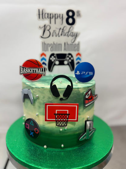 Gamer Cake Topper | Basketball Fan Cake Topper | Playstation And Baller Cake Topper | Gamer and Player Cake Ideas