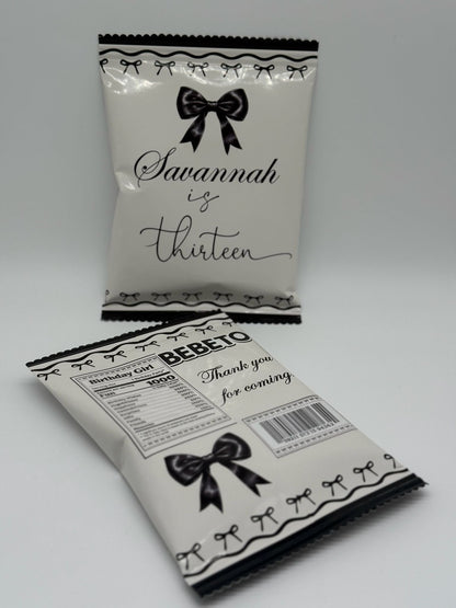 Bebeto Black Bow Aesthetic Birthday | Personalised Harribo Black Bow Birthday | Personalised Black Bow Aesthetic Party Favours
