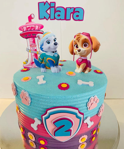 Paw Patrol Cake Topper | Skye and Everest Birthday Cake Decoration | Puppy Party Supplies | Paw Patrol Girls Theme Birthday Ideas | Personalised Paw Patrol Party Decor