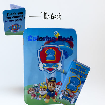 Paw Patrol Personalised Colouring Book with Crayons | Paw Patrol Party Bag Filler | Kids Birthday Party Favour | Paw Patrol Thank You Gift | Paw Patrol Birthday Ideas | Paw Patrol Gable Box Party Bags Fillers | Paw Patrol Party Fillers Ideas