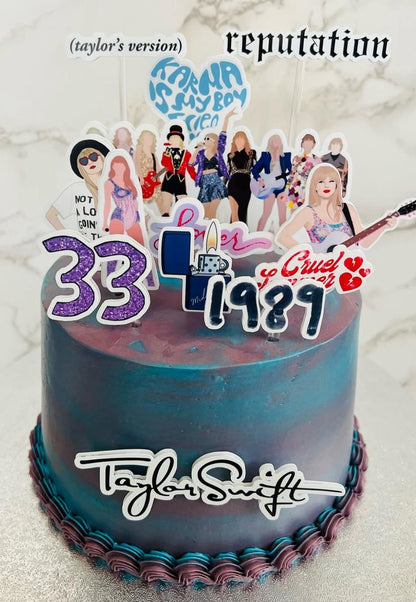 Taylor Swift Cake Topper | Taylor Swift Birthday Cake Decoration | Eras Tour Party Supplies | Taylor Swift Theme Birthday Ideas | Personalised Swiftie Party Decor