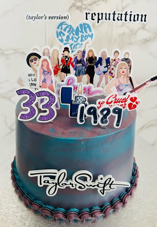 Taylor Swift Cake Topper | Taylor Swift Birthday Cake Decoration | Eras Tour Party Supplies | Taylor Swift Theme Birthday Ideas | Personalised Swiftie Party Decor