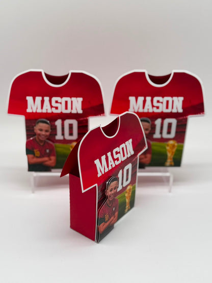 Football Shirt Gable Box | Football Party Favor Box | Personalised Football Party Box | Football Birthday Decorations
