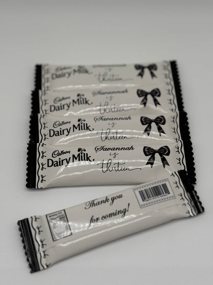 Personalised Black Bow Chocolate Bar | Personalised Black Bow Aesthetic Party Favour
