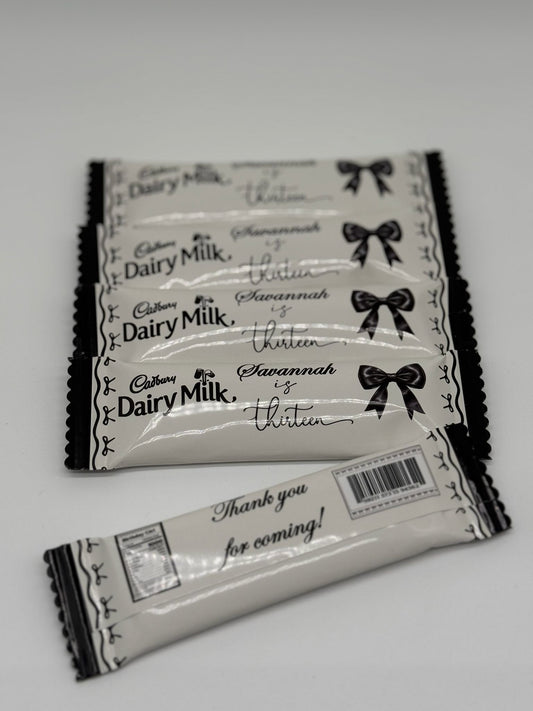 Personalised Black Bow Chocolate Bar | Personalised Black Bow Aesthetic Party Favour