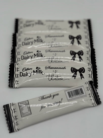 Personalised Black Bow Chocolate Bar | Personalised Black Bow Aesthetic Party Favour