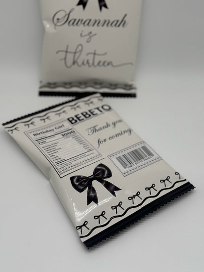 Bebeto Black Bow Aesthetic Birthday | Personalised Harribo Black Bow Birthday | Personalised Black Bow Aesthetic Party Favours