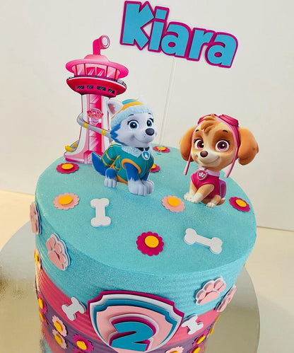Paw Patrol Cake Topper | Skye and Everest Birthday Cake Decoration | Puppy Party Supplies | Paw Patrol Girls Theme Birthday Ideas | Personalised Paw Patrol Party Decor