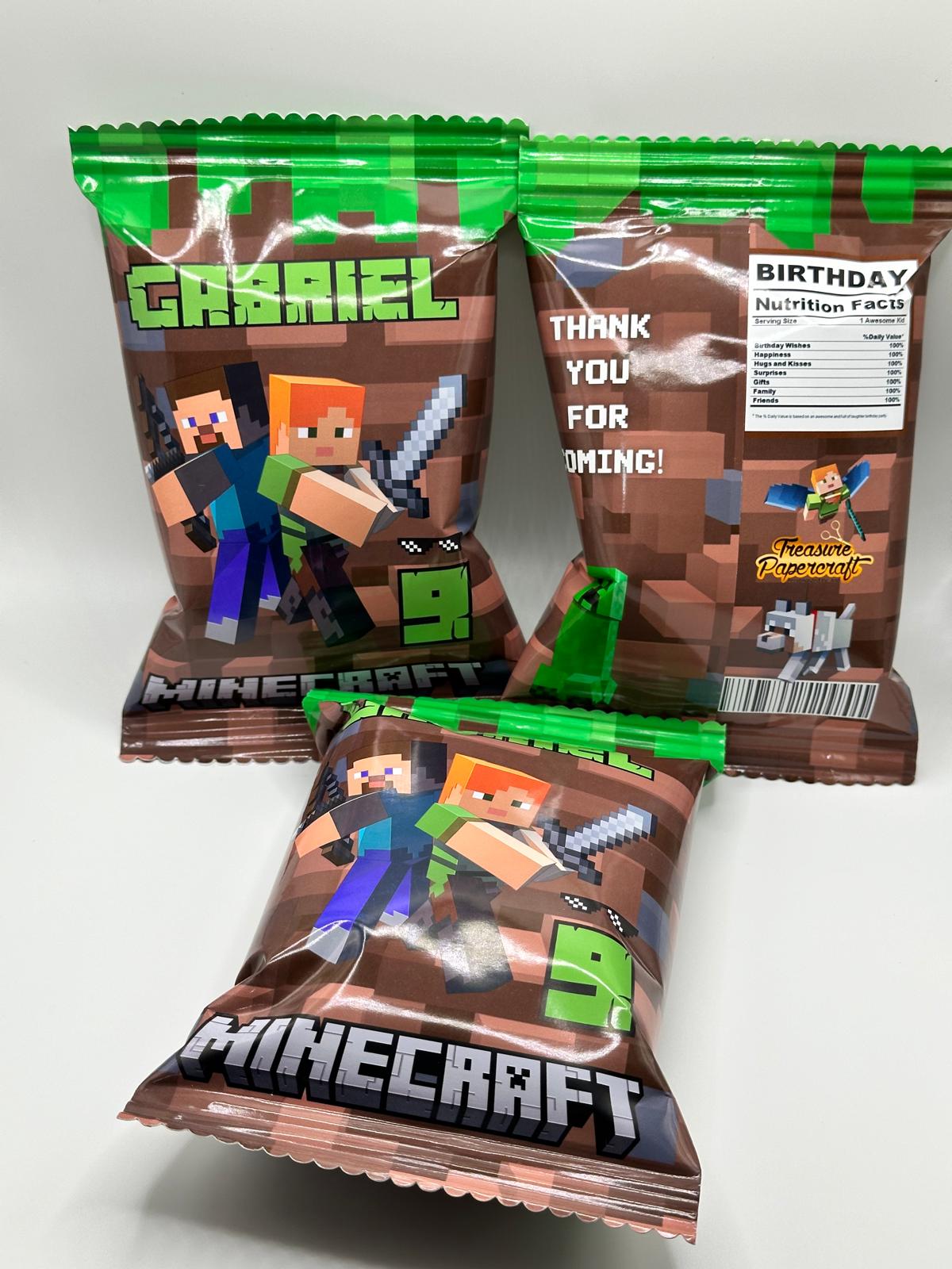 Minecraft Chip Bag | Minecraft Party Favours | Minecraft Personalised Party Supplies | Minecraft Crisps | Minecraft Chips | Minecraft Party Filler | Minecraft Birthday