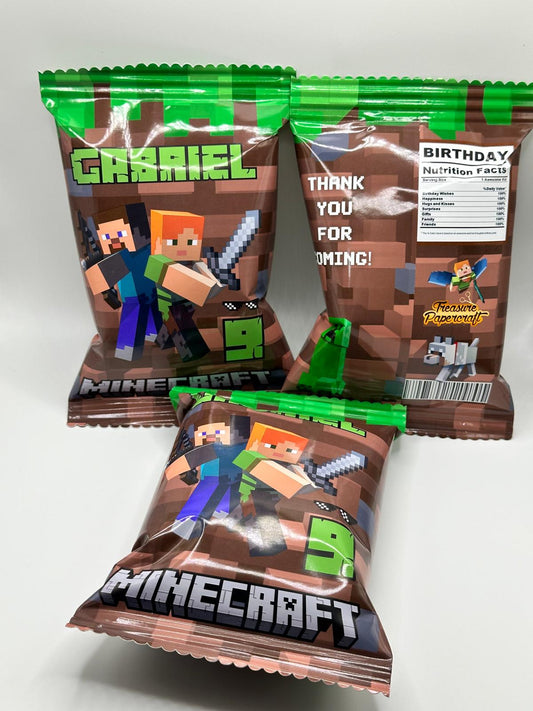 Minecraft Chip Bag | Minecraft Party Favours | Minecraft Personalised Party Supplies | Minecraft Crisps | Minecraft Chips | Minecraft Party Filler | Minecraft Birthday